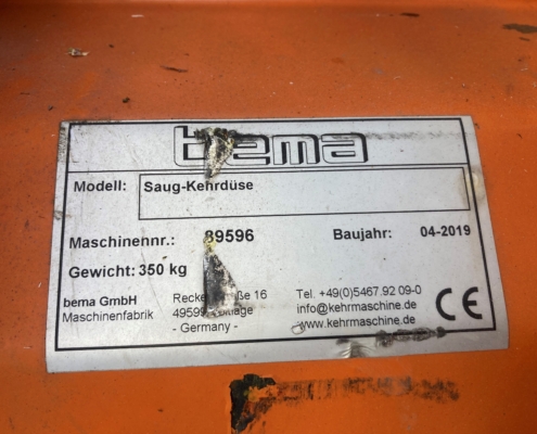 Typenschild: bema Saug-Kehr-Düse 1200